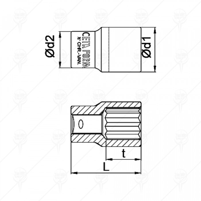 1/2 DRIVE BIHEXAGON SOCKET CF