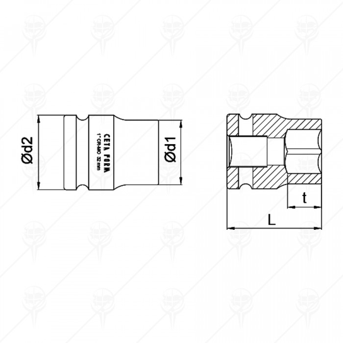 1" DRIVE IMPACT SOCKET 50MM CF