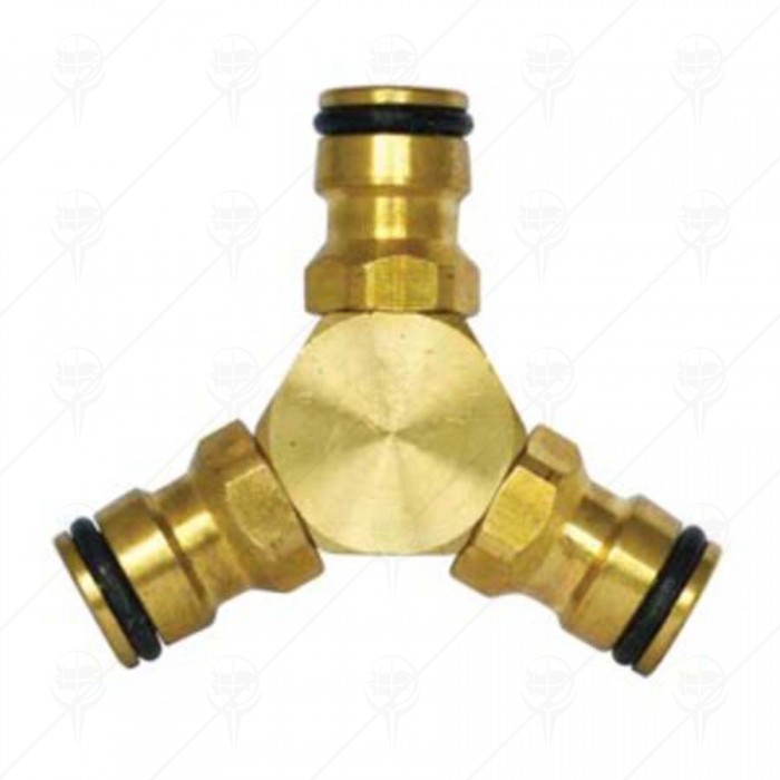 3 WAY BRASS HOSE CONNECTOR1/2"M SILVER