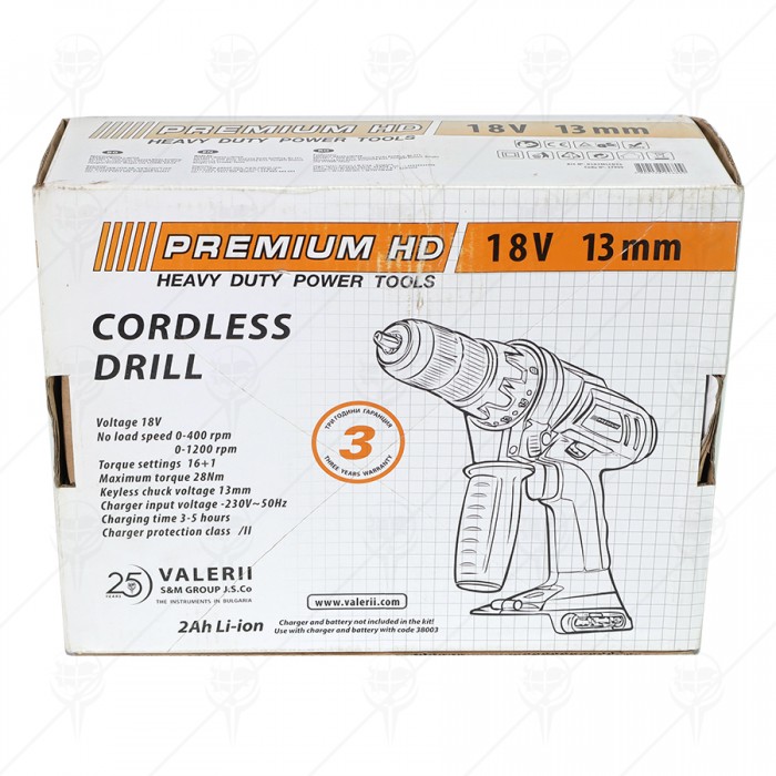 CORDLESS DRILL 18V 13MM  LI-ION PREMIUM HD
