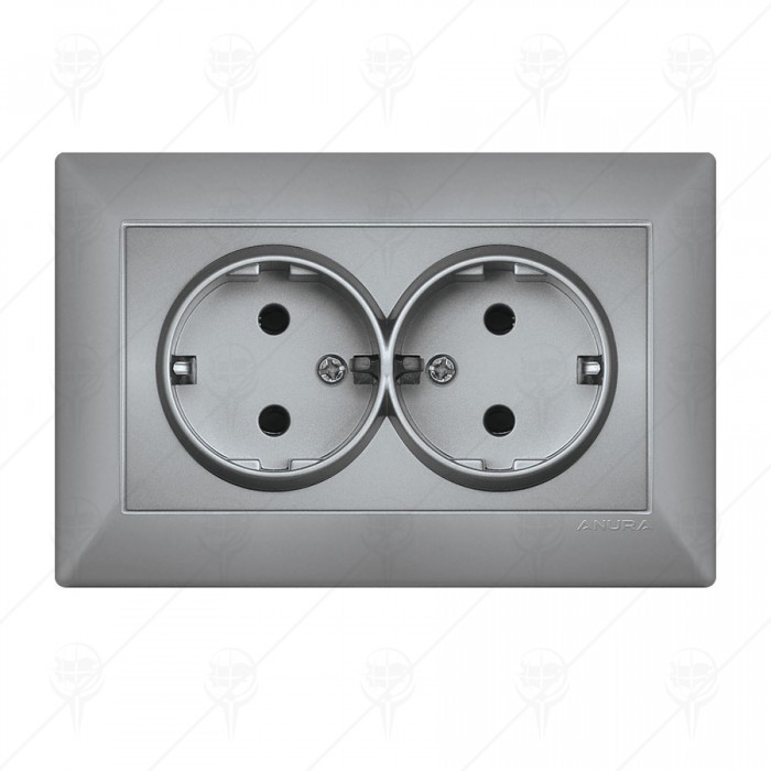 TWIN EARTHED SOCKET ALUMINIUM ANURA